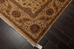 8x10 Gold, Tan, Rust Color Hand Knotted Agra 100% Wool Traditional Oriental Rug
