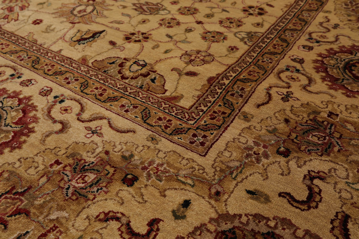 8x10 Gold, Tan, Rust Color Hand Knotted Agra 100% Wool Traditional Oriental Rug