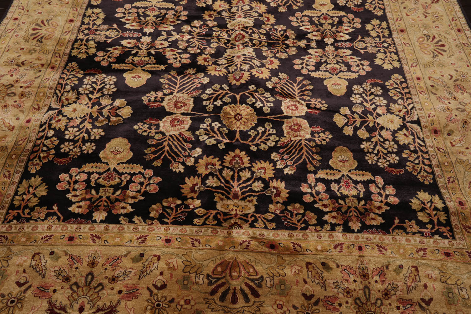 8x10 Dark Chocolate, Light Gold, Rose Color Hand Knotted Sarouk 100% Wool Traditional Oriental Rug
