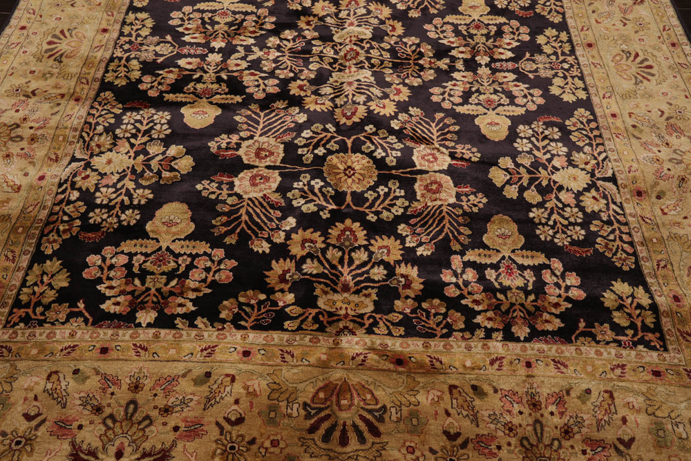 8x10 Dark Chocolate, Light Gold, Rose Color Hand Knotted Sarouk 100% Wool Traditional Oriental Rug