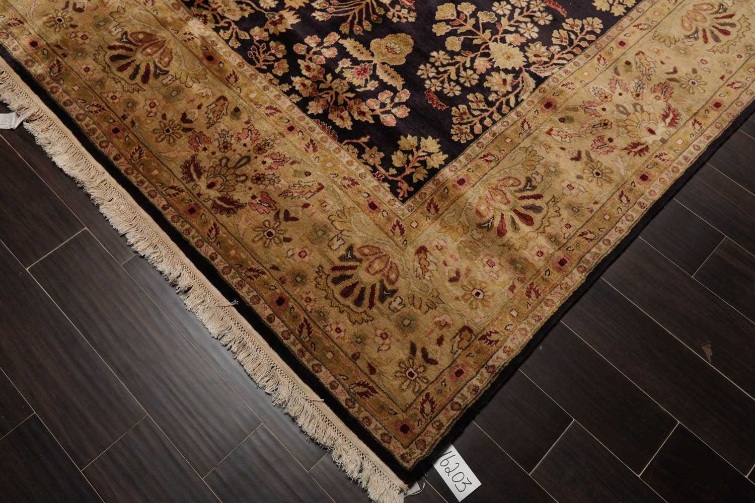 8x10 Dark Chocolate, Light Gold, Rose Color Hand Knotted Sarouk 100% Wool Traditional Oriental Rug
