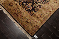 8x10 Dark Chocolate, Light Gold, Rose Color Hand Knotted Sarouk 100% Wool Traditional Oriental Rug