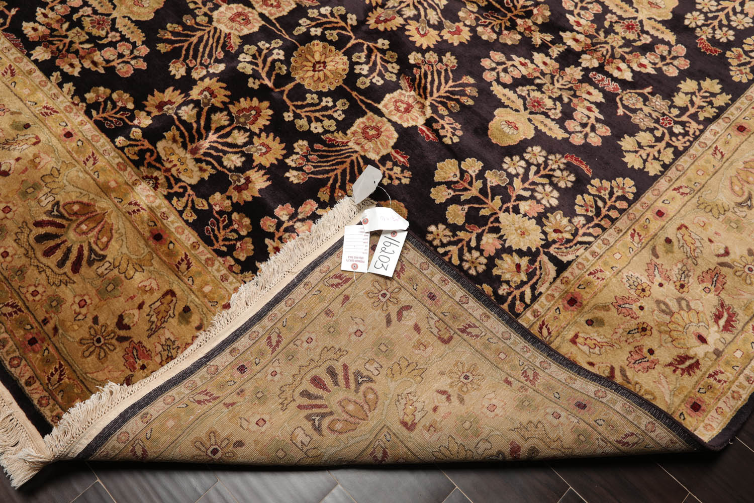 8x10 Dark Chocolate, Light Gold, Rose Color Hand Knotted Sarouk 100% Wool Traditional Oriental Rug