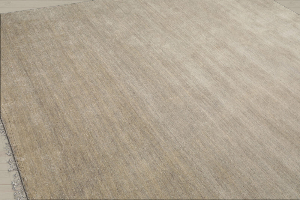 Multi Size Mossy Gray Color Hand Knotted  Wool Modern Oriental Rug