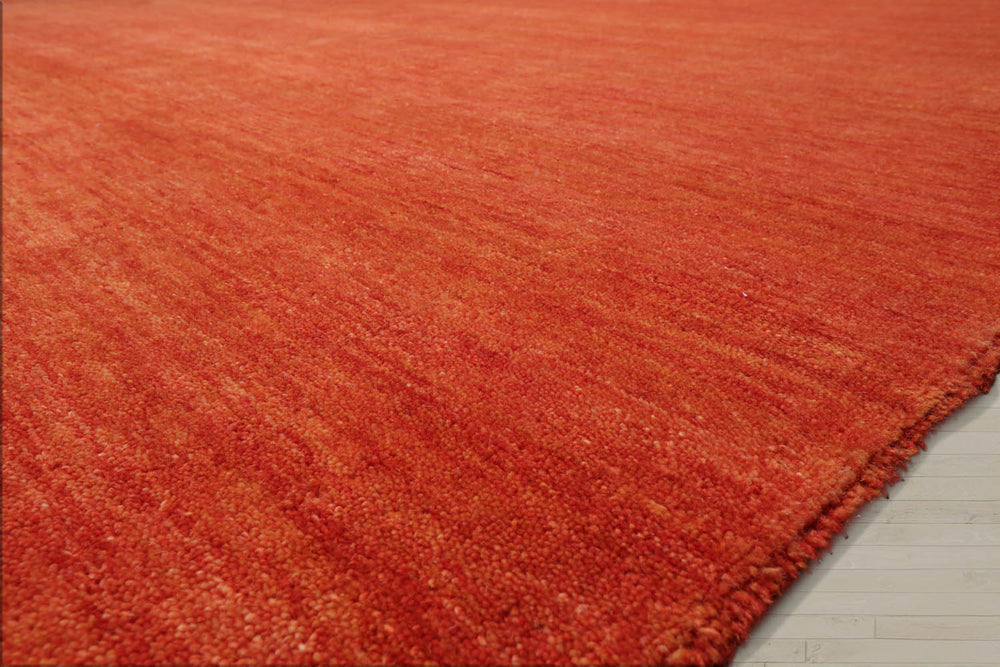 Multi Size Burnt Orange Color Hand Knotted  Wool Modern Oriental Rug