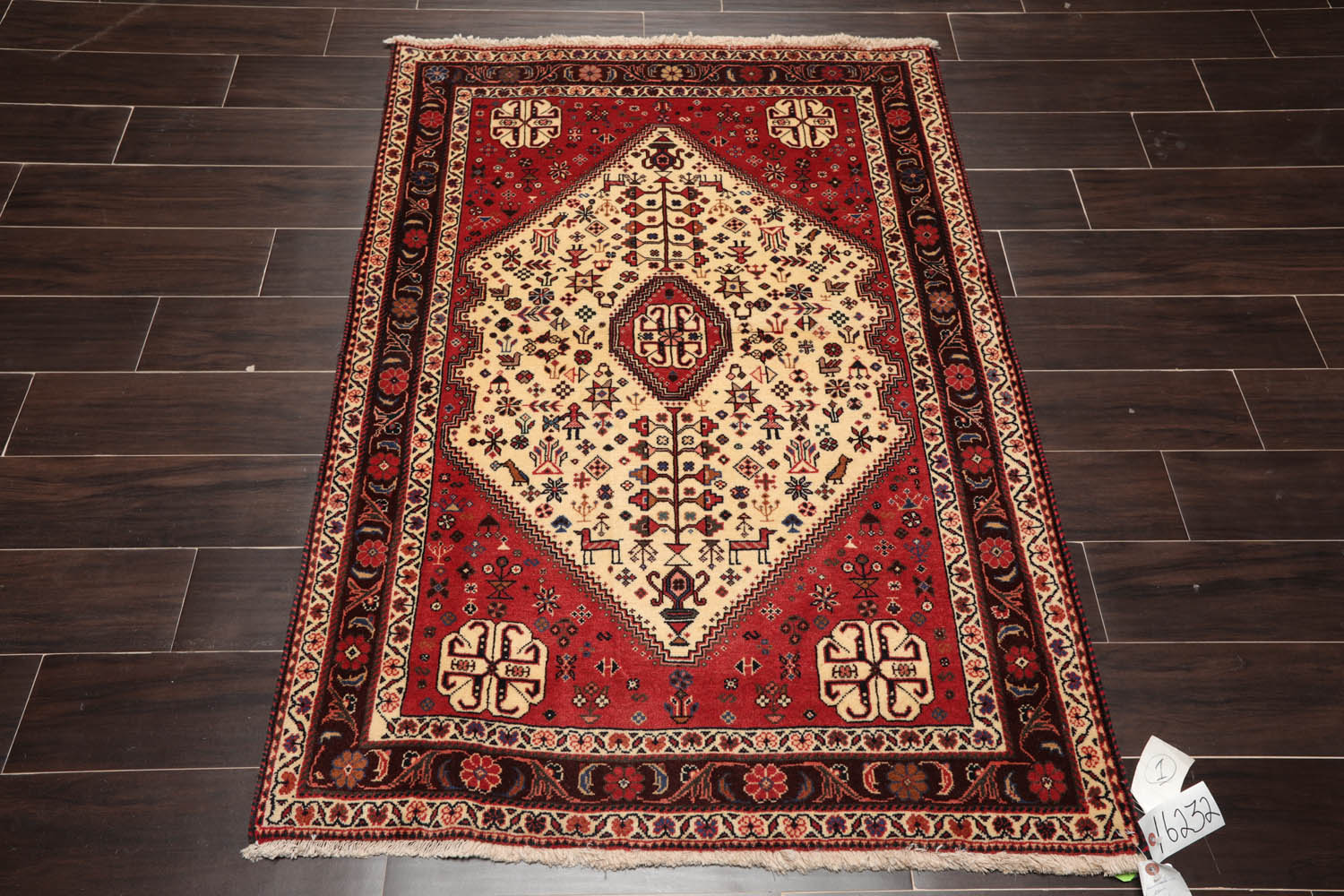 3x5 Ivory, Rust, Chocolate Color Hand Knotted Abadeh 100% Wool Traditional Oriental Rug