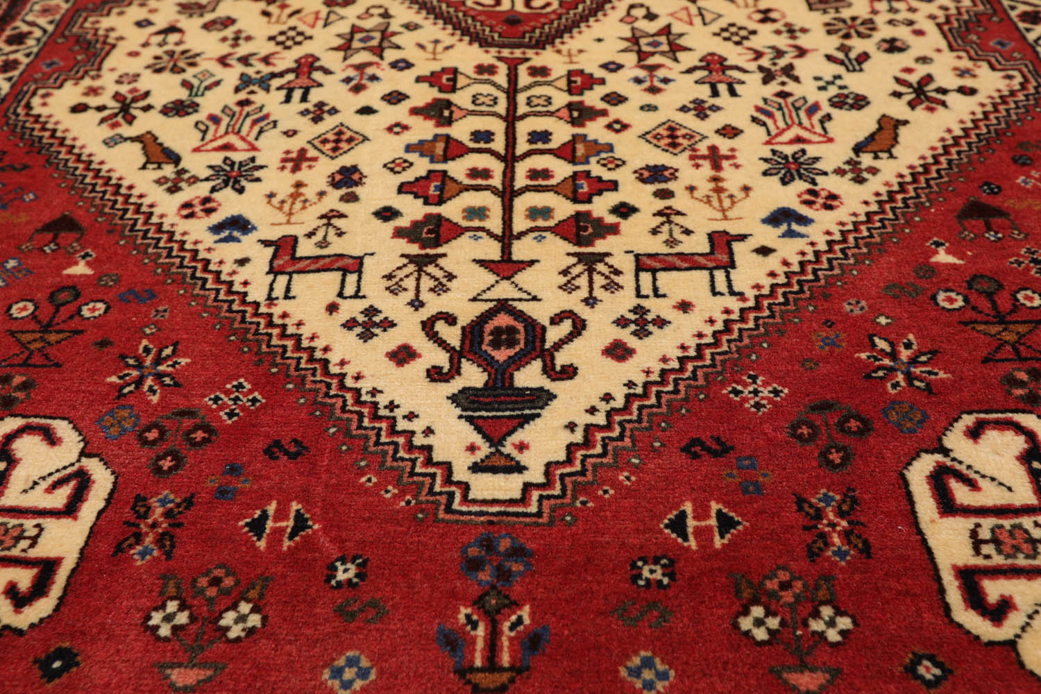 3x5 Ivory, Rust, Chocolate Color Hand Knotted Abadeh 100% Wool Traditional Oriental Rug
