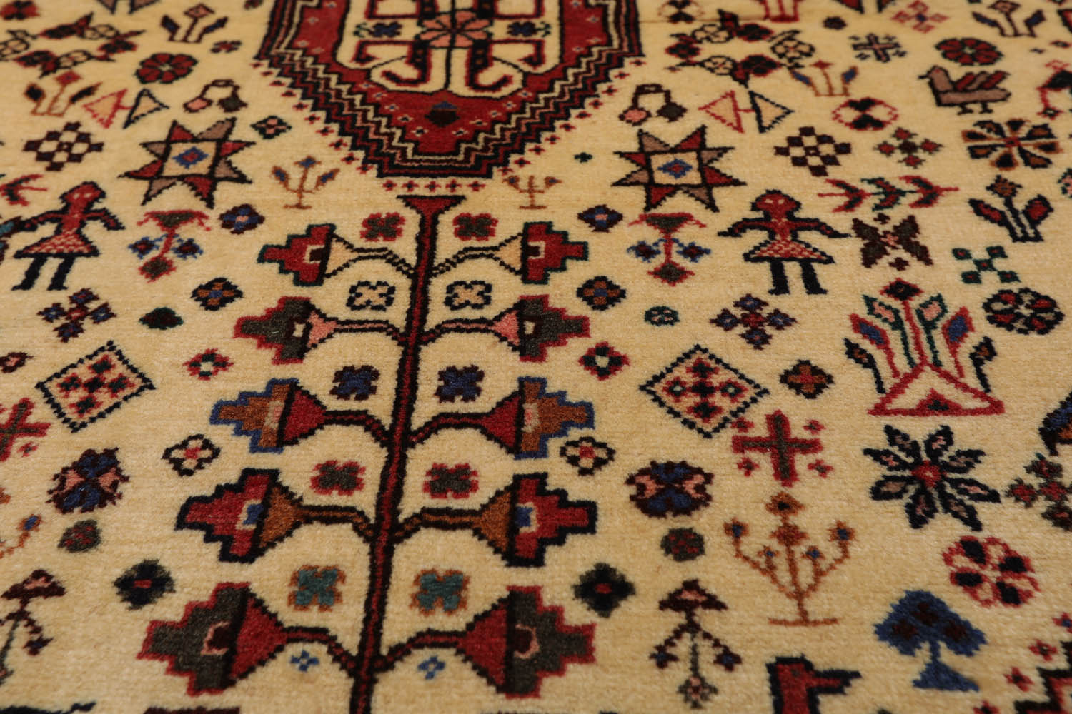 3x5 Ivory, Rust, Chocolate Color Hand Knotted Abadeh 100% Wool Traditional Oriental Rug