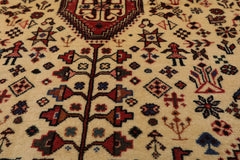 3x5 Ivory, Rust, Chocolate Color Hand Knotted Abadeh 100% Wool Traditional Oriental Rug