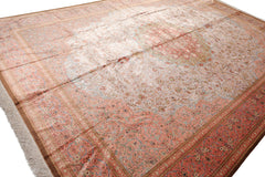Knotted Rug Gray Blush Hand Knotted 9'x12' Authentic Kum Traditional 500 KPSI 100% Silk Oriental Area Rug