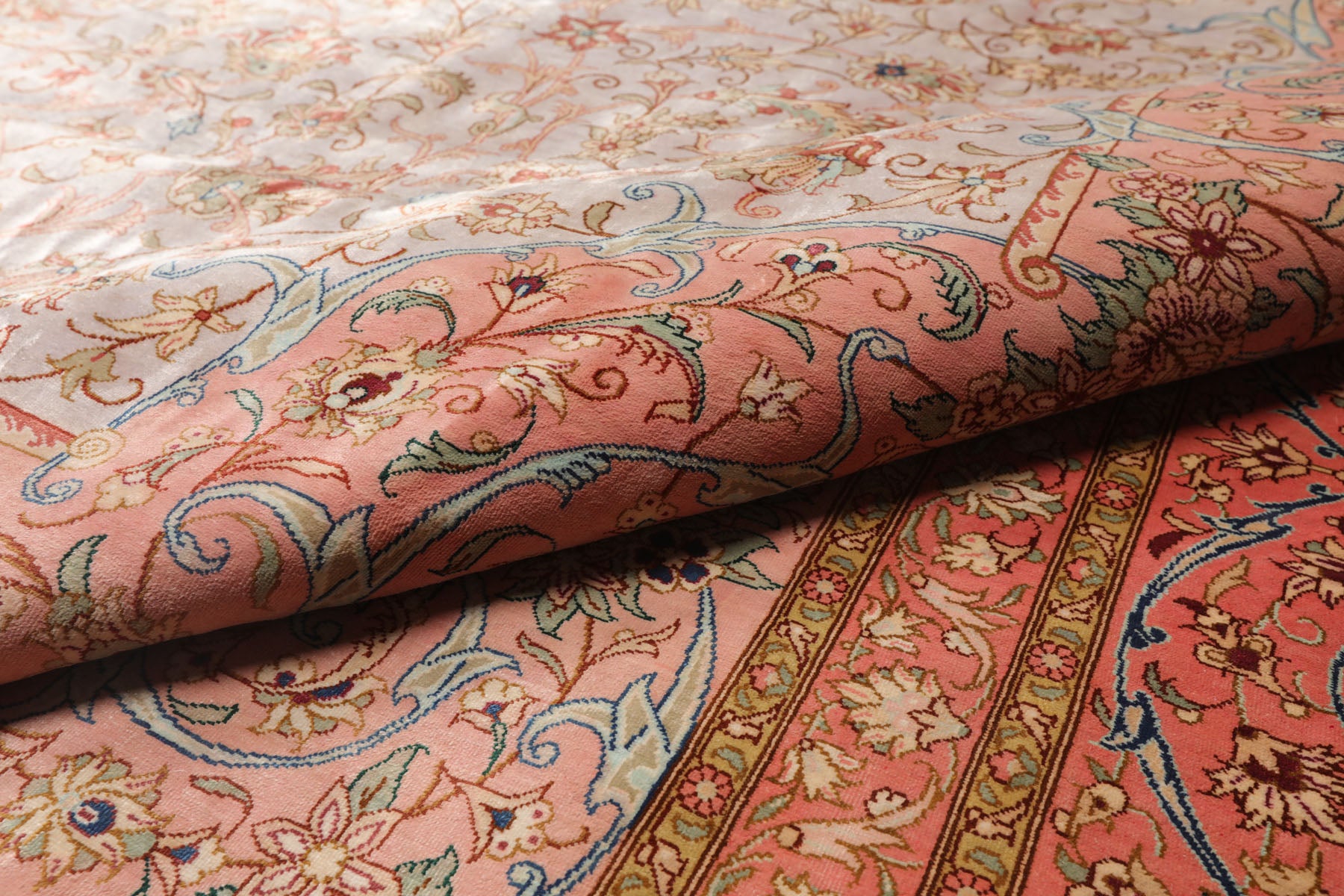 Knotted Rug Gray Blush Hand Knotted 9'x12' Authentic Kum Traditional 500 KPSI 100% Silk Oriental Area Rug
