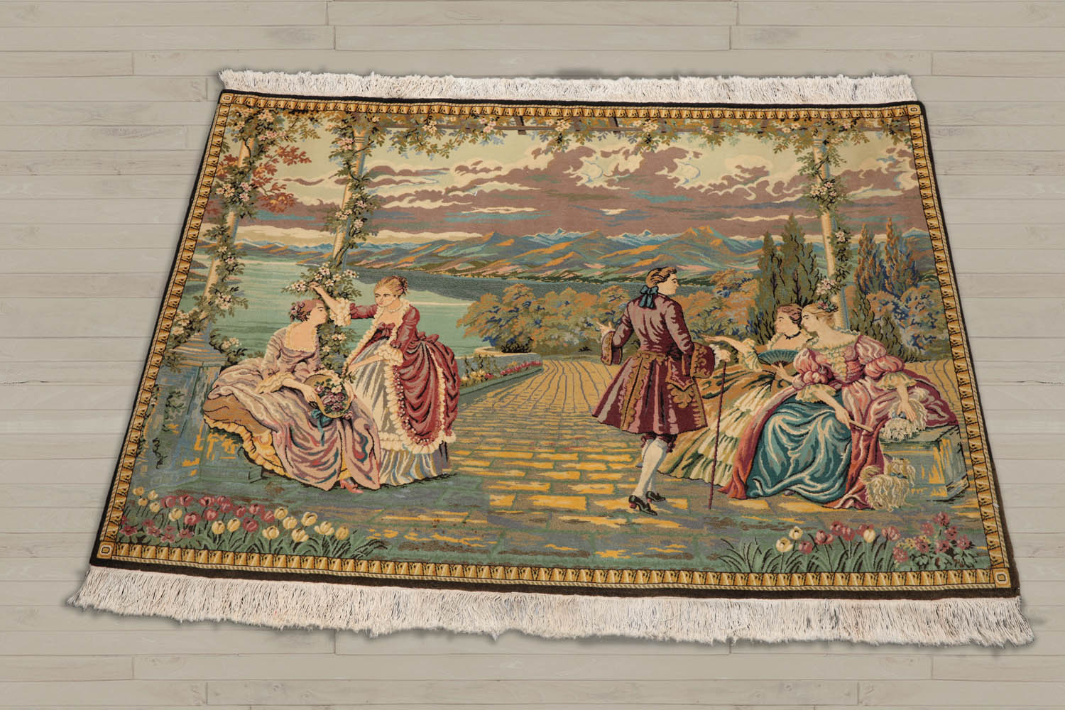 3x5 Beige, Black, Green Color Hand Knotted  100% Wool Traditional Oriental Rug