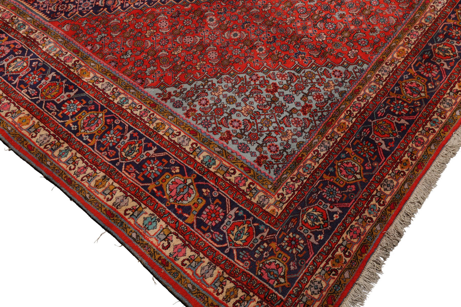 Knotted Rug Navy Orange Hand Knotted 10'x14' Vintage Bidjar Traditional 100% Wool Oriental Area Rug