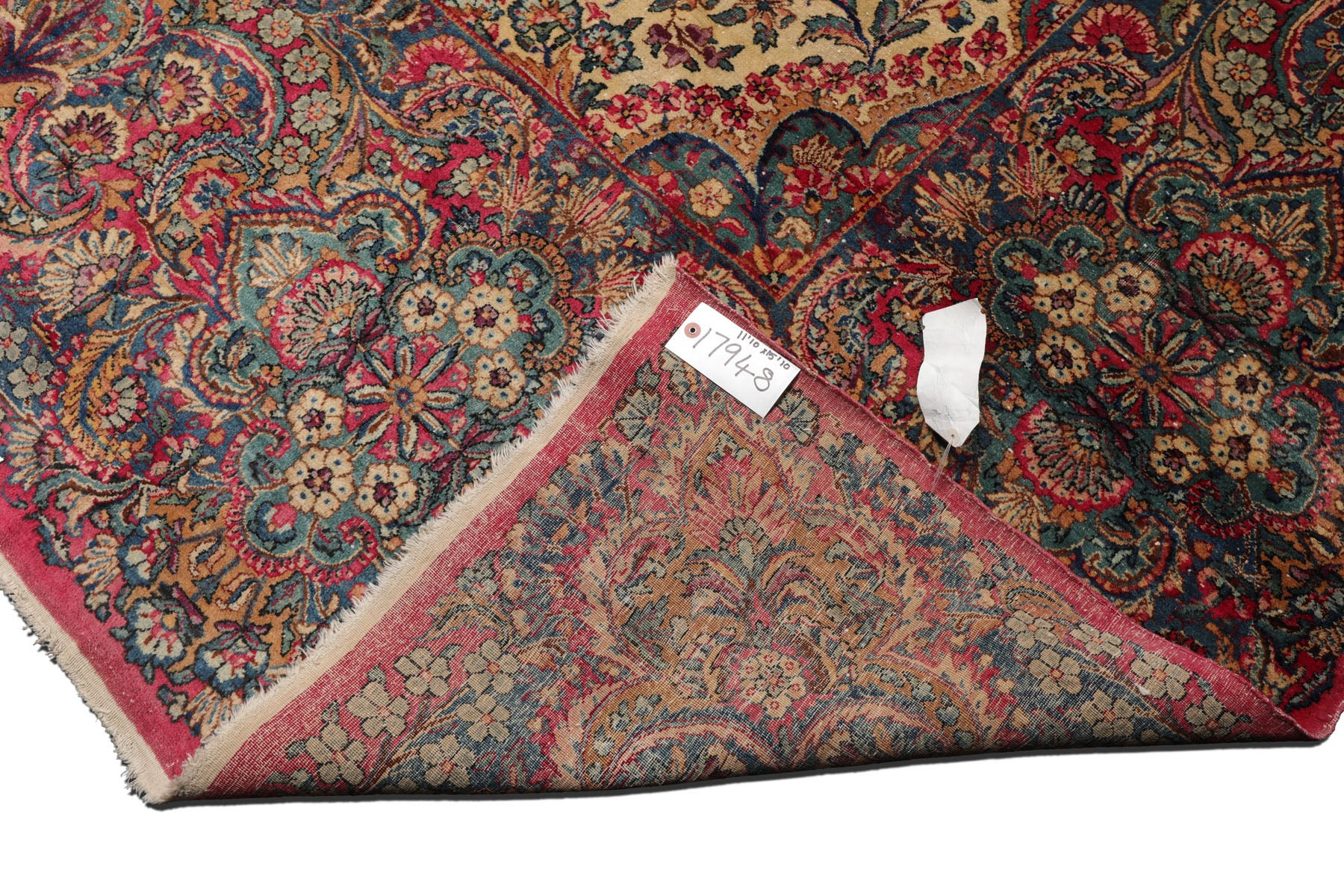 Knotted Rug Ivory Blue Hand Knotted Palace Size Antique Isfahan Traditional 300 KPSI 100% Wool Oriental Area Rug