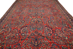 Knotted Rug Burnt Orange Navy Hand Knotted Palace Size Vintage Lilihan Traditional 100% Wool Oriental Area Rug