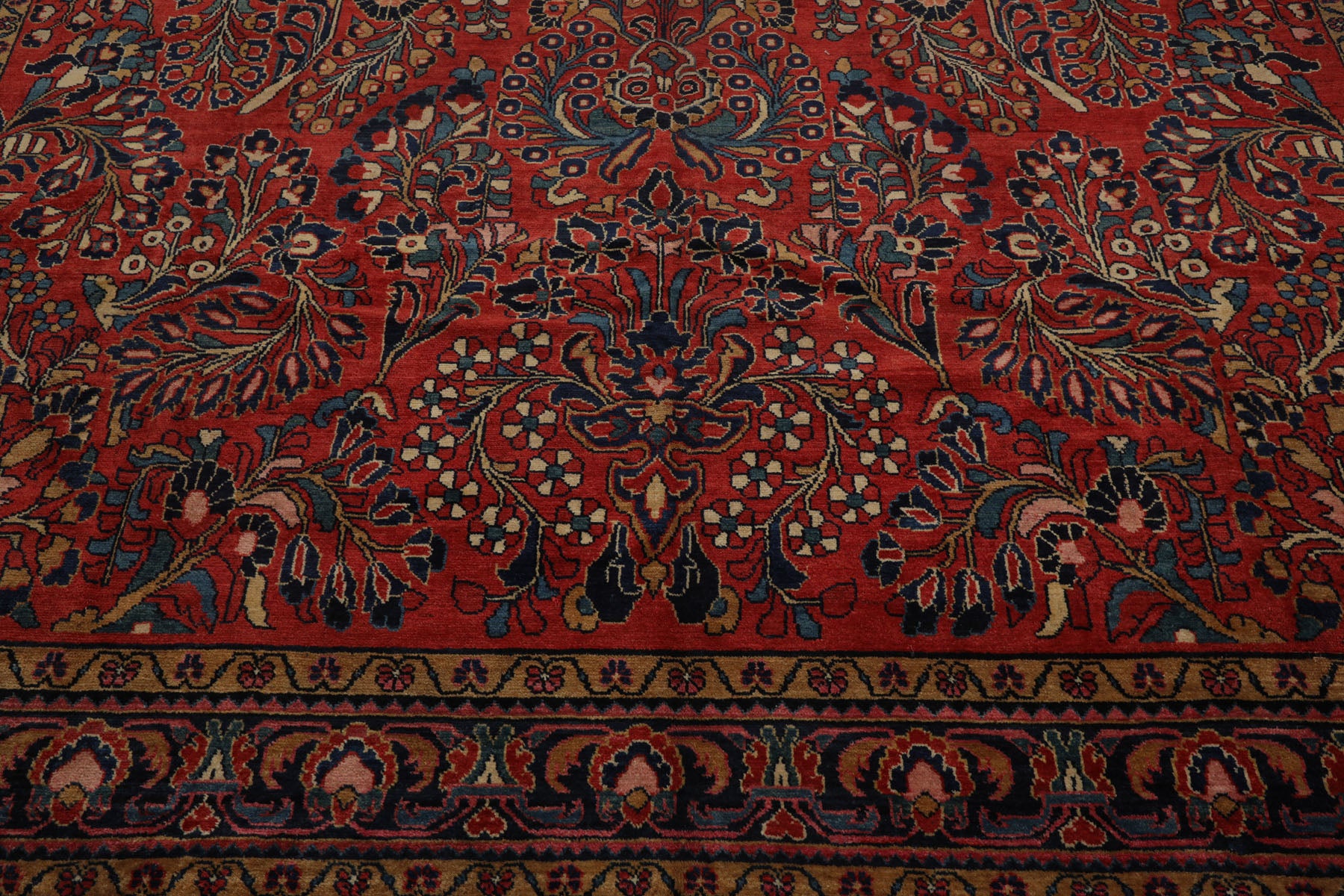 Knotted Rug Burnt Orange Navy Hand Knotted Palace Size Vintage Lilihan Traditional 100% Wool Oriental Area Rug