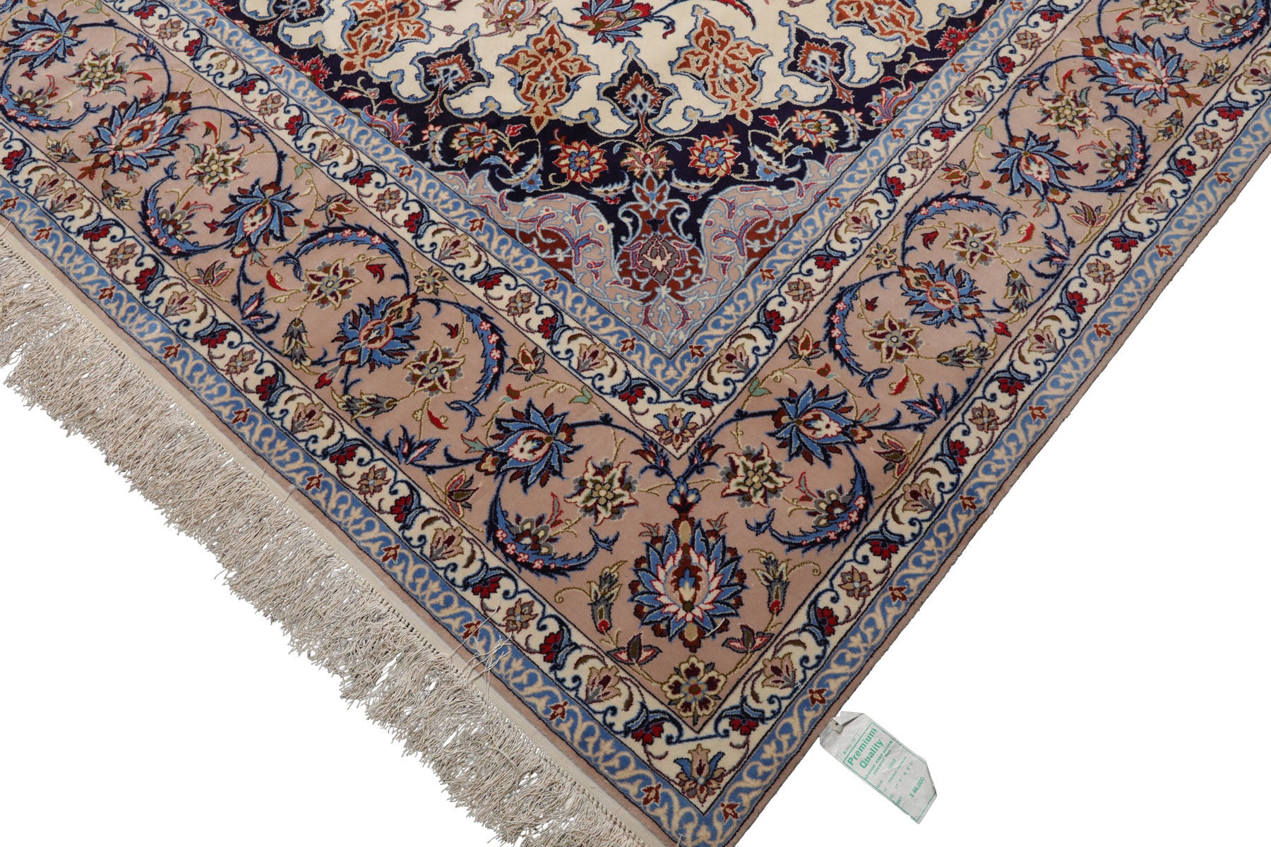 Knotted Rug Cream Taupe Hand Knotted 9'x12' Traditional 400 KPSI Wool and Silk Oriental Area Rug