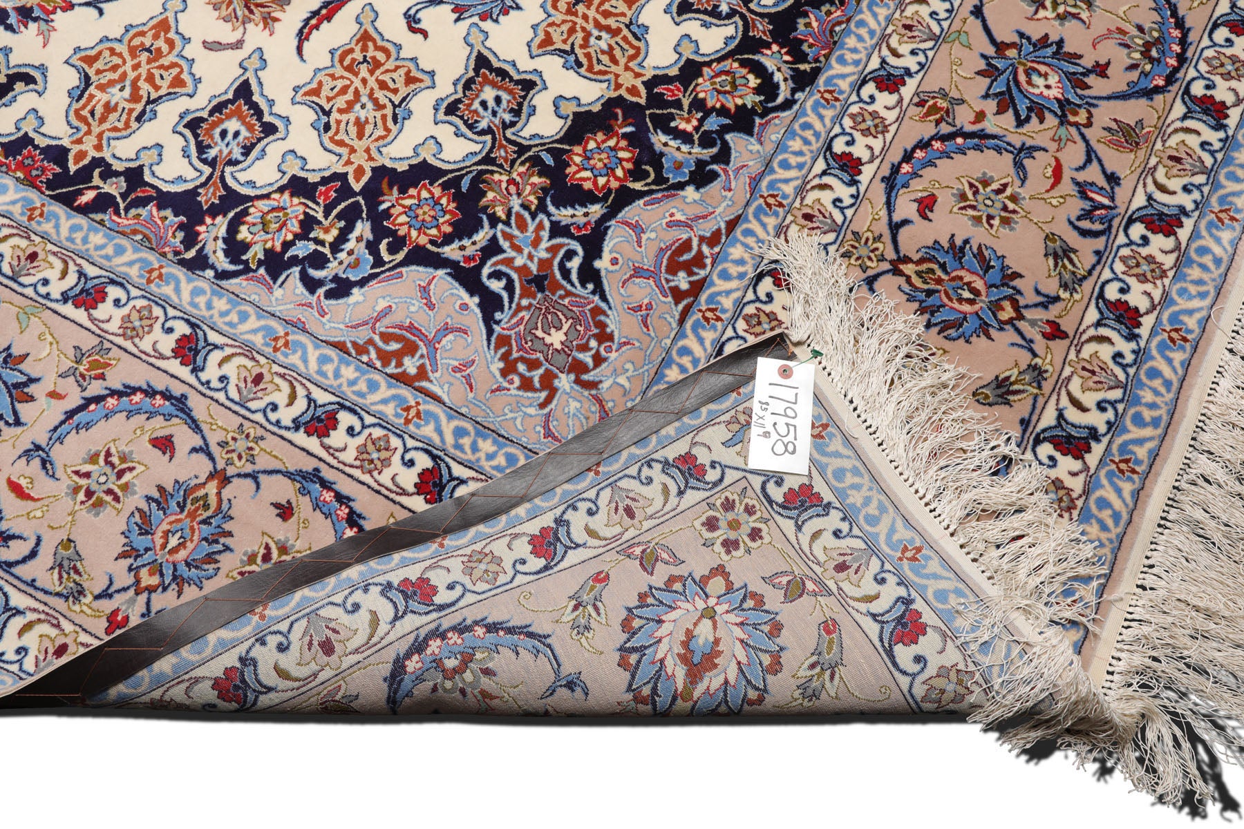 Knotted Rug Cream Taupe Hand Knotted 9'x12' Traditional 400 KPSI Wool and Silk Oriental Area Rug