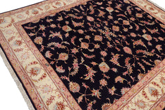 Knotted Rug Blue Ivory Hand Knotted 5'x7' Persian Tabriz Traditional 300 KPSI Wool and Silk Oriental Area Rug