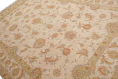 Knotted Rug Ivory Mint Hand Knotted 8'x10' Traditional 350 KPSI Wool and Silk Oriental Area Rug