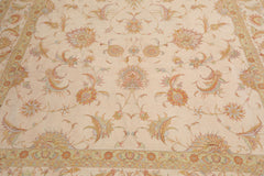 Knotted Rug Ivory Mint Hand Knotted 8'x10' Traditional 350 KPSI Wool and Silk Oriental Area Rug