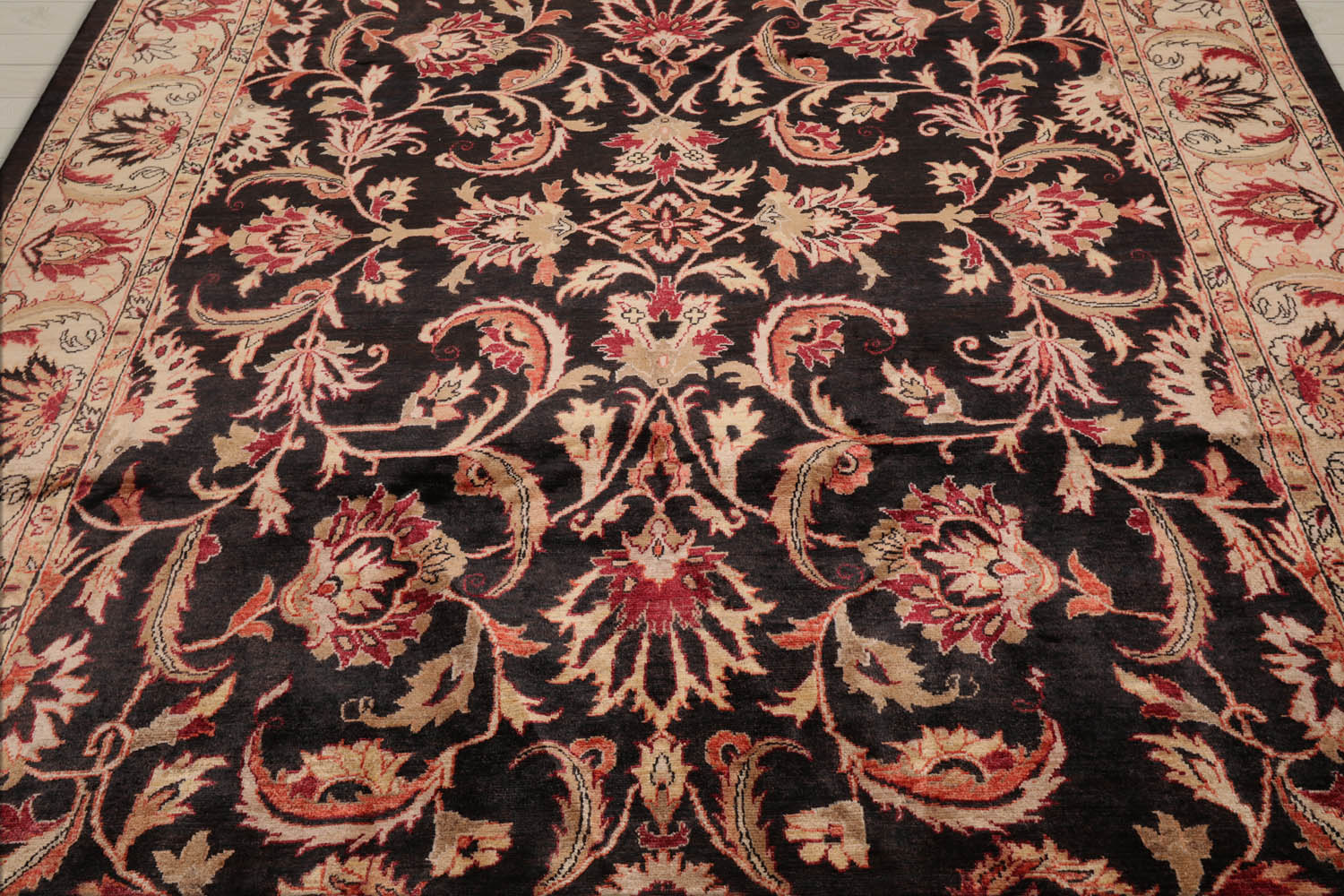 8x10 Charcoal, Beige, Rust Color Hand Knotted Peshawar 100% Wool Traditional Oriental Rug