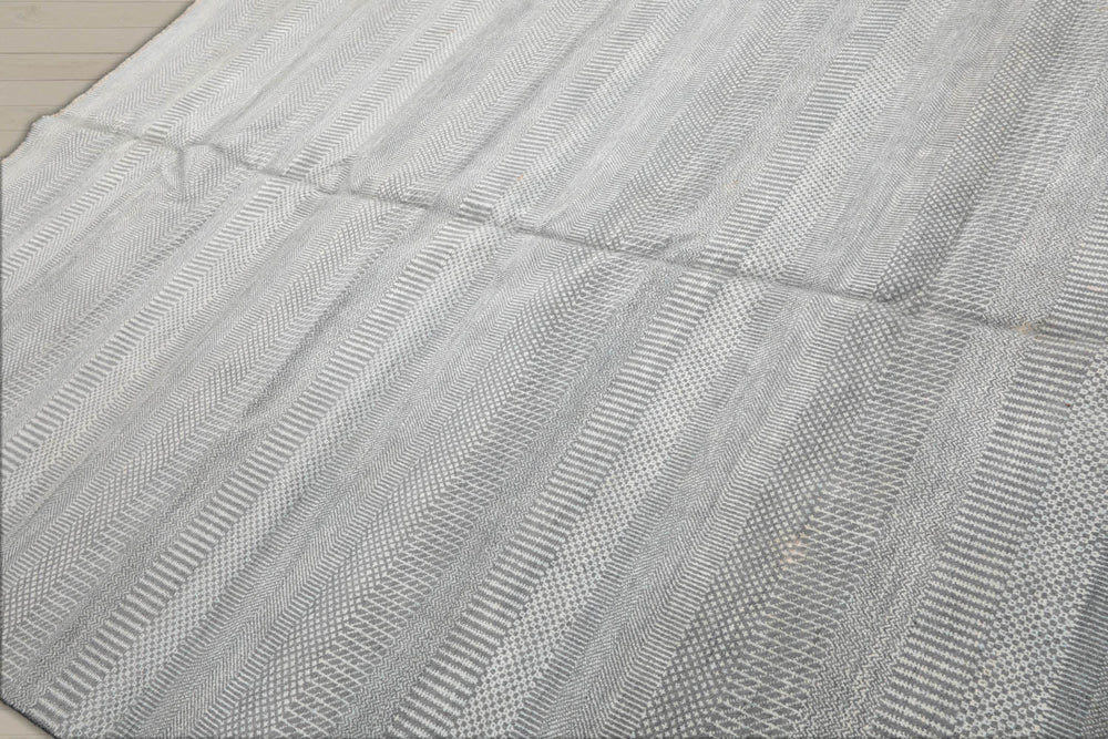 8x10 Gray, White, Color Hand Knotted  100% Wool Modern Oriental Rug