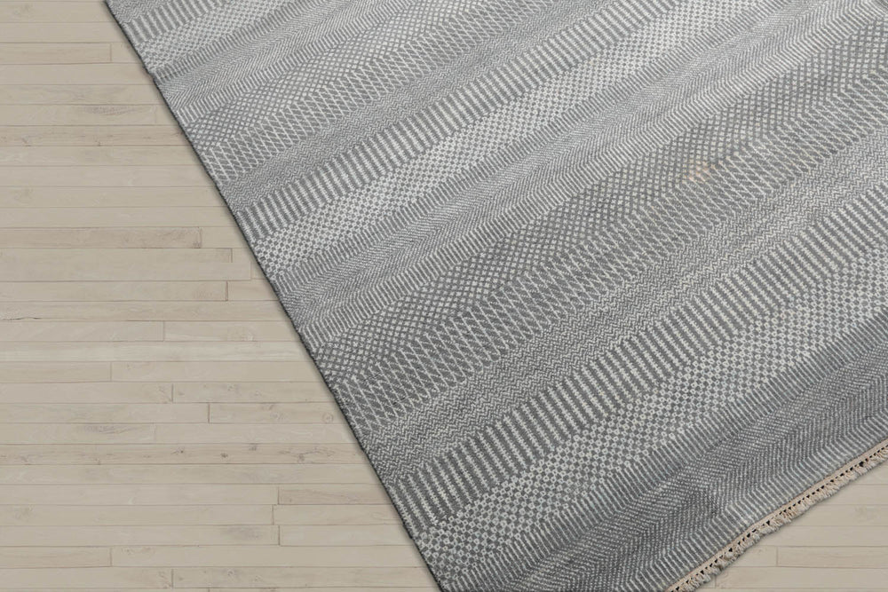8x10 Gray, White, Color Hand Knotted  100% Wool Modern Oriental Rug