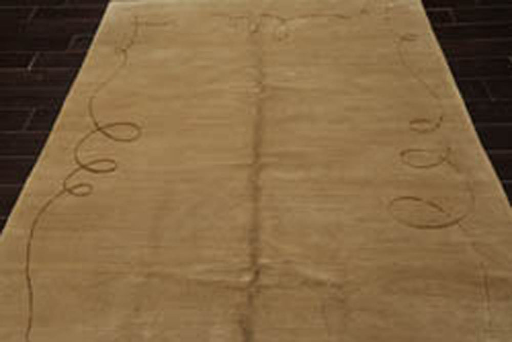 6x9 Moss, Gold, Color Hand Knotted  Wool & Silk Modern Oriental Rug