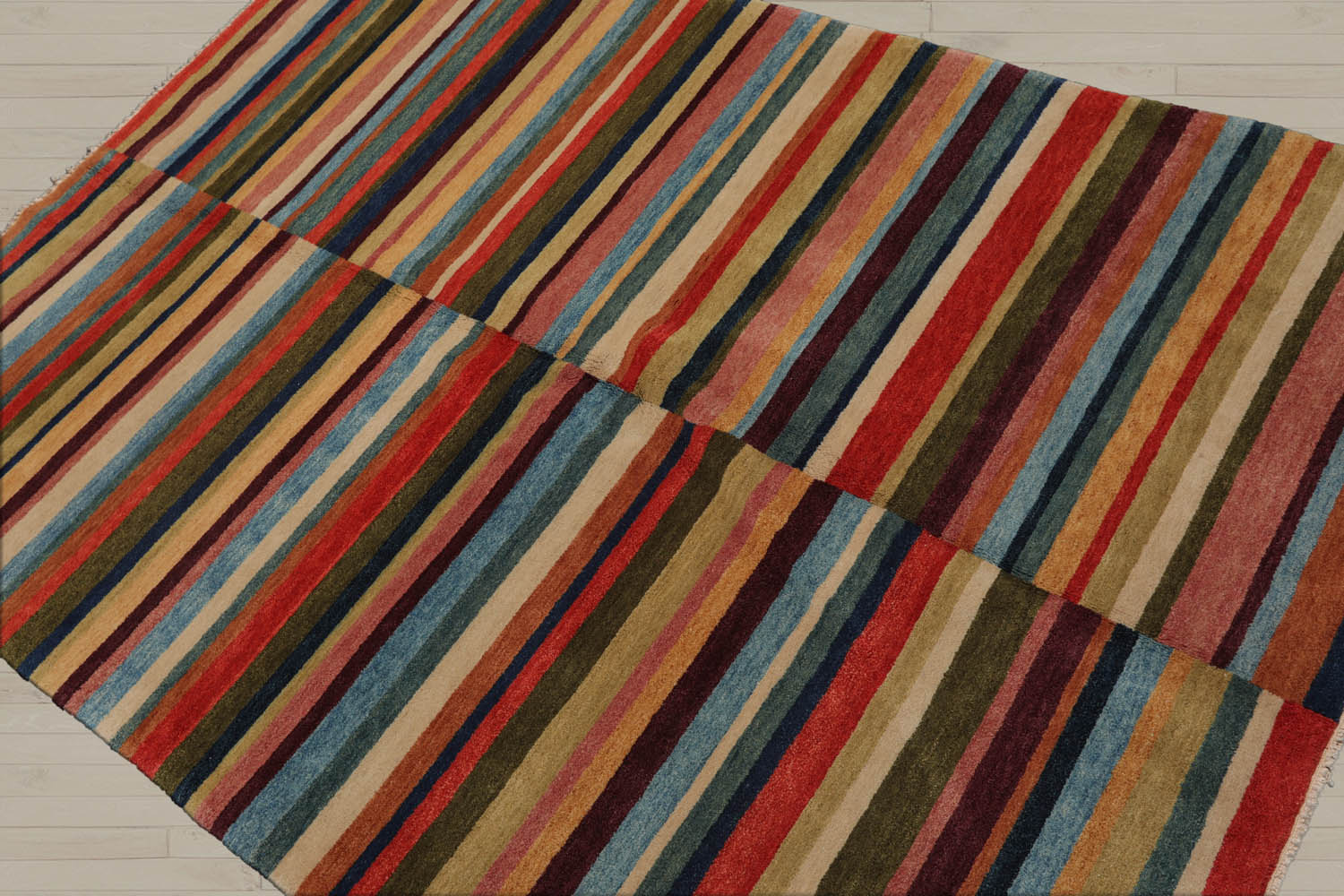 4x6 Blue, Beige, Orange Color Hand Knotted  100% Wool Modern Oriental Rug