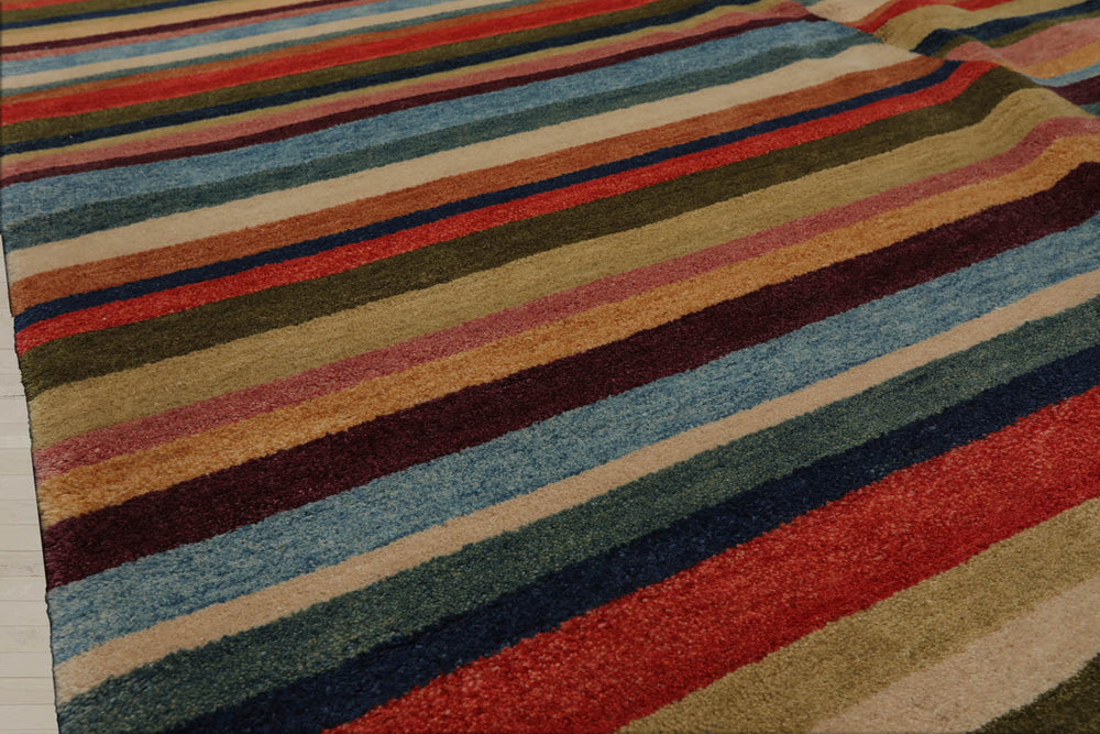 4x6 Blue, Beige, Orange Color Hand Knotted  100% Wool Modern Oriental Rug