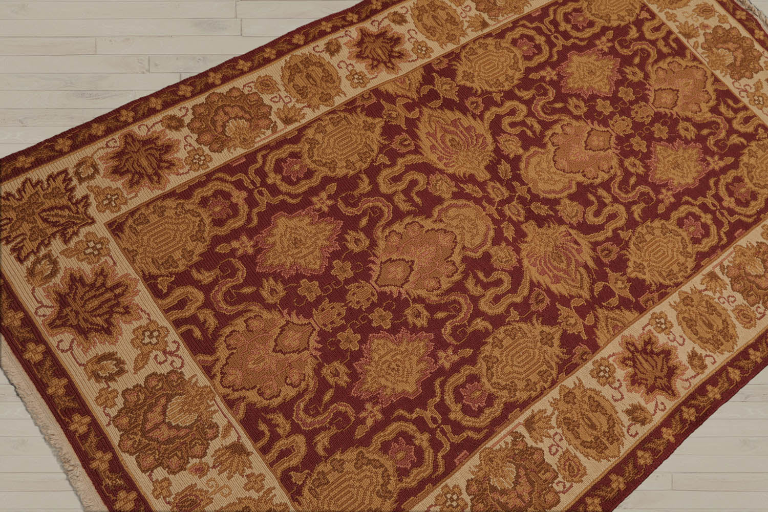 3x5 Rust, Ivory, Gold Color Hand Knotted Soumak 100% Wool Traditional Oriental Rug