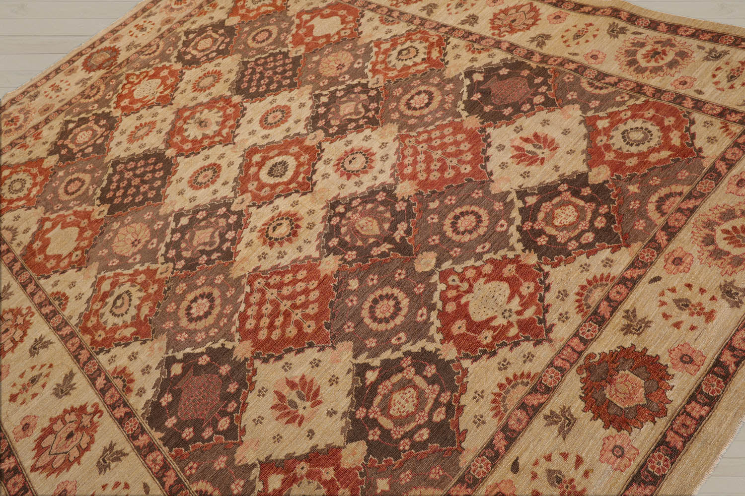 8x10 Tan, Brown, Rust Color Hand Knotted Peshawar 100% Wool Traditional Oriental Rug