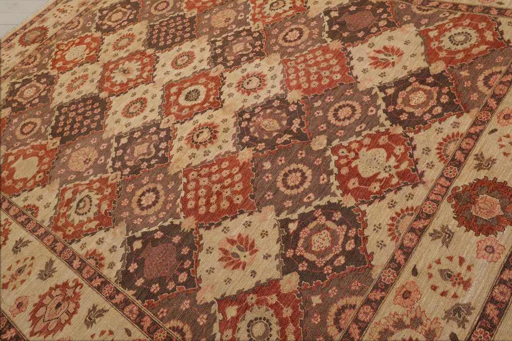 8x10 Tan, Brown, Rust Color Hand Knotted Peshawar 100% Wool Traditional Oriental Rug