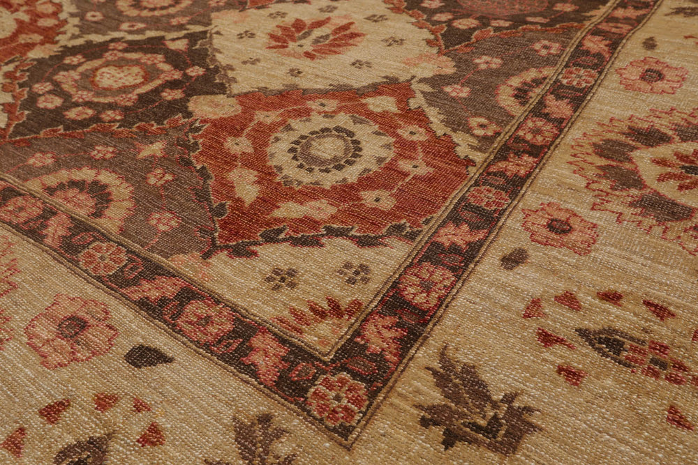 8x10 Tan, Brown, Rust Color Hand Knotted Peshawar 100% Wool Traditional Oriental Rug