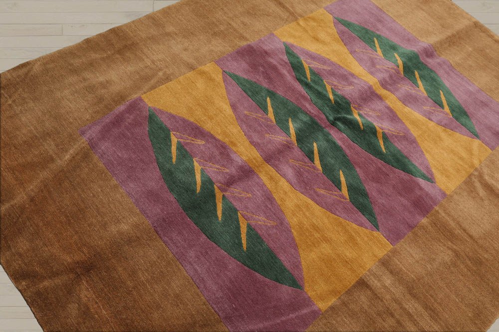 5x7 Lavender, Gold, Brown Color Hand Knotted  100% Wool Contemporary Oriental Rug