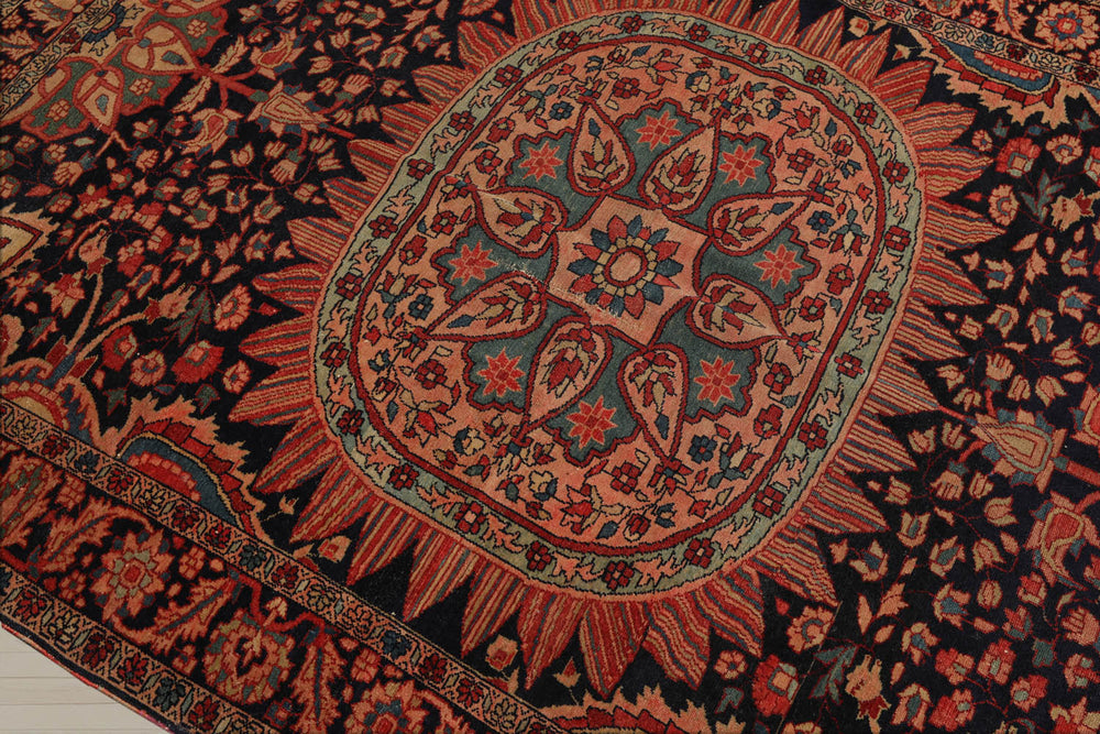 5x7 Midnight Blue, Rose, Aqua Color Hand Knotted  100% Wool Traditional Oriental Rug