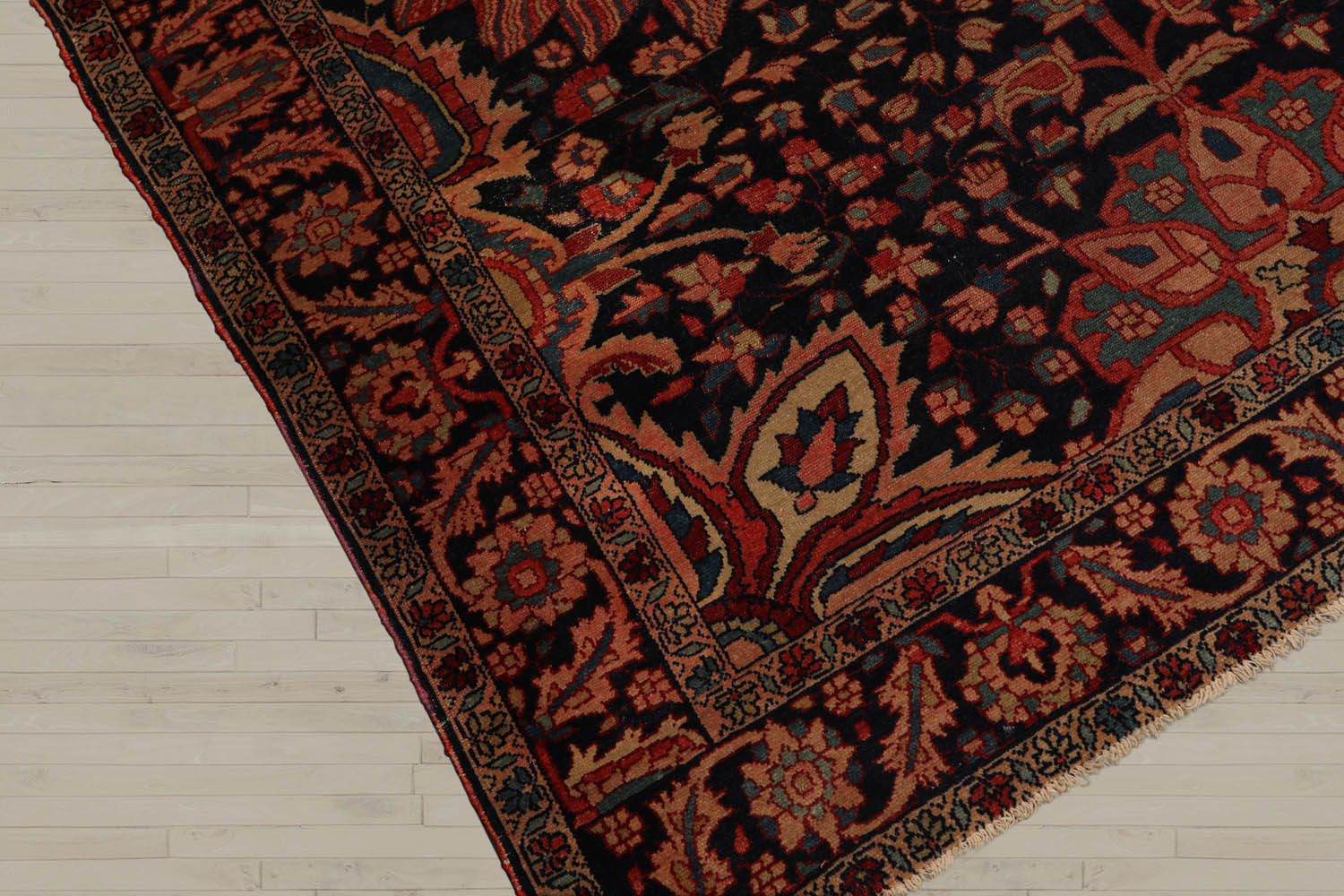 5x7 Midnight Blue, Rose, Aqua Color Hand Knotted  100% Wool Traditional Oriental Rug