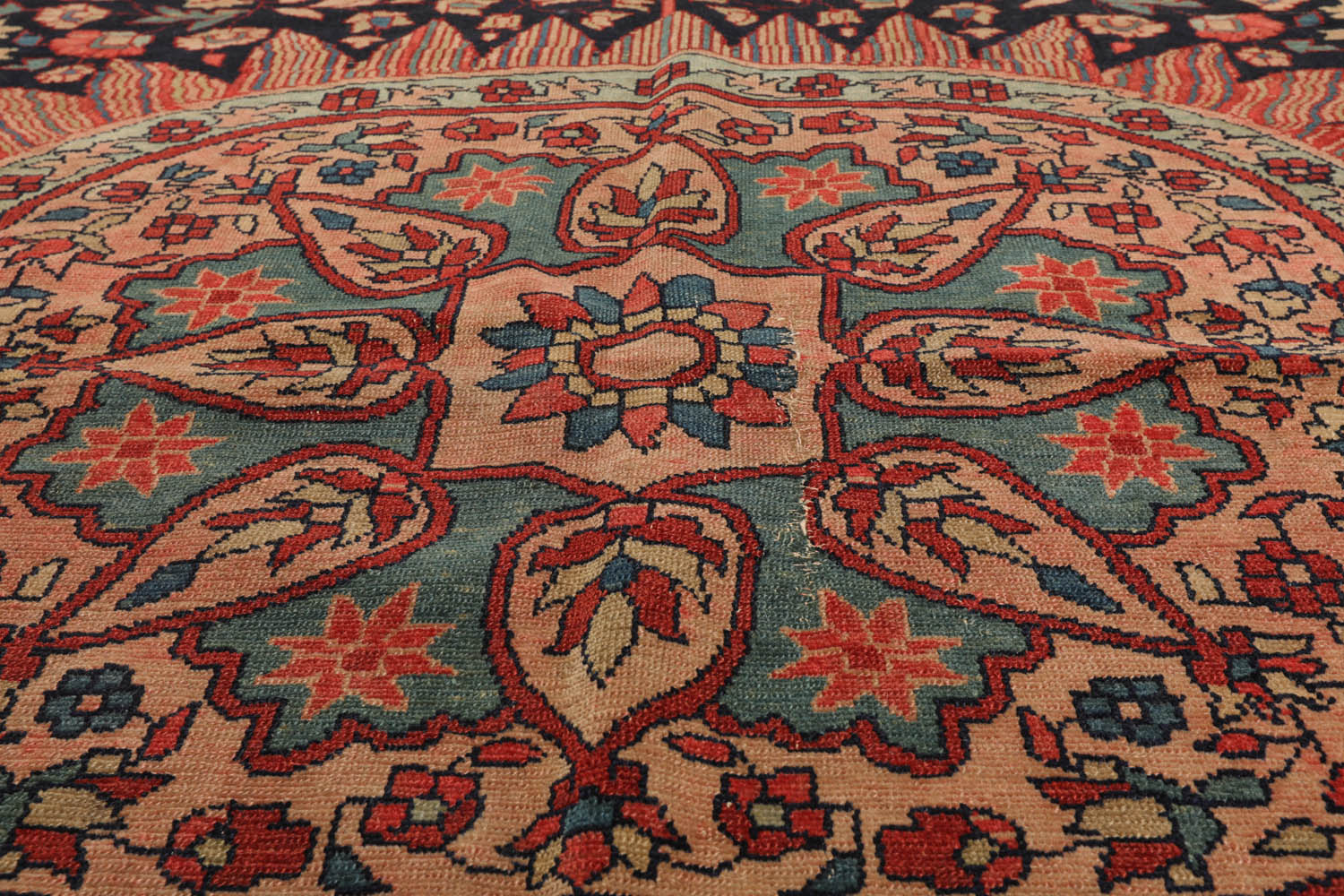 5x7 Midnight Blue, Rose, Aqua Color Hand Knotted  100% Wool Traditional Oriental Rug