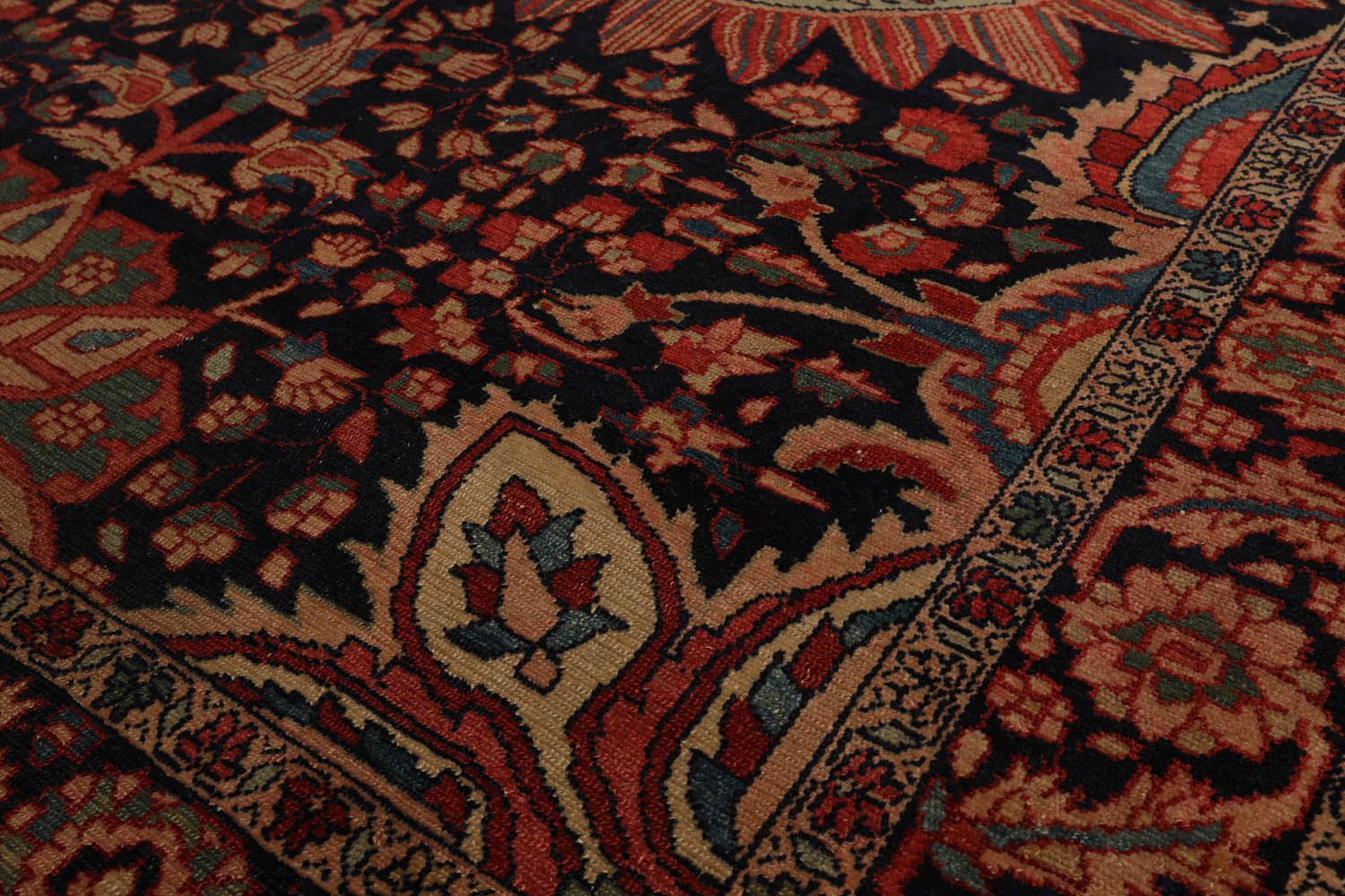 5x7 Midnight Blue, Rose, Aqua Color Hand Knotted  100% Wool Traditional Oriental Rug