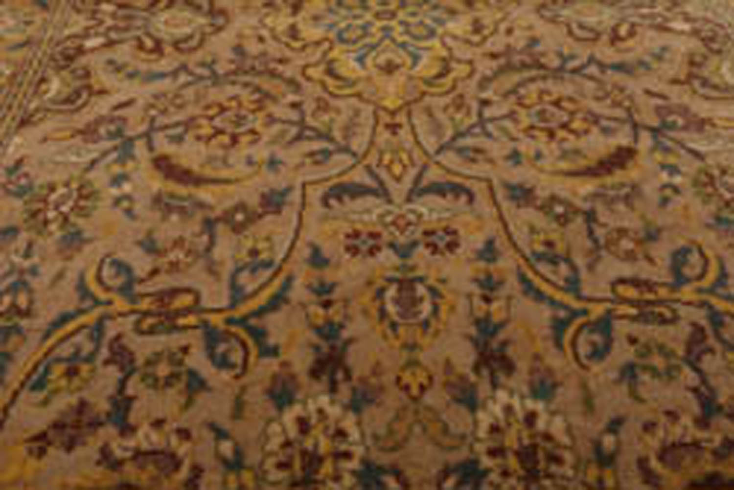3x5 Tan, Light Gold, Blue Color Hand Knotted Pak Persian 100% Wool Traditional Oriental Rug