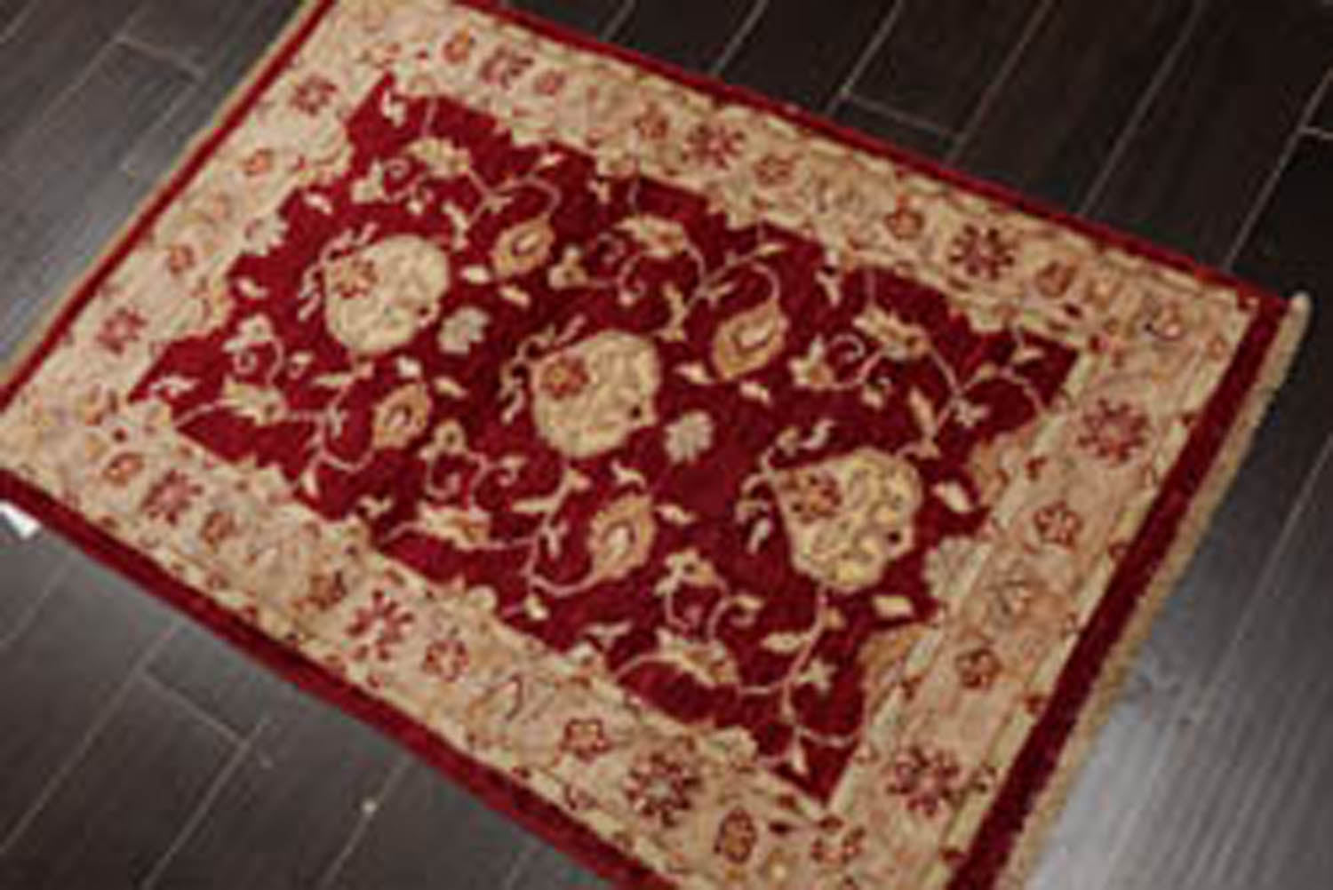 3x5 Wine, Taupe, Beige Color Hand Knotted Chobi Peshawar 100% Wool Traditional Oriental Rug