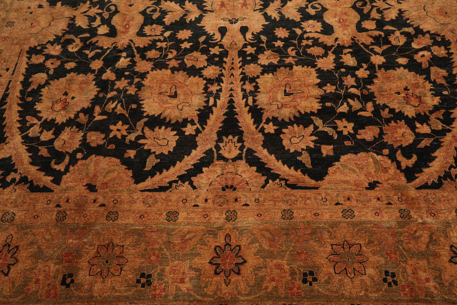 12x18 Charcoal, Sage, Gold Color Hand Knotted Chobi Peshawar 100% Wool Traditional Oriental Rug