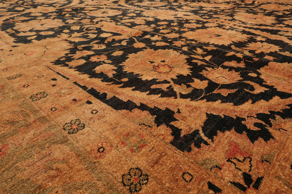 12x18 Charcoal, Sage, Gold Color Hand Knotted Chobi Peshawar 100% Wool Traditional Oriental Rug