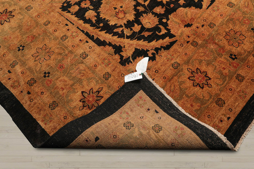 12x18 Charcoal, Sage, Gold Color Hand Knotted Chobi Peshawar 100% Wool Traditional Oriental Rug