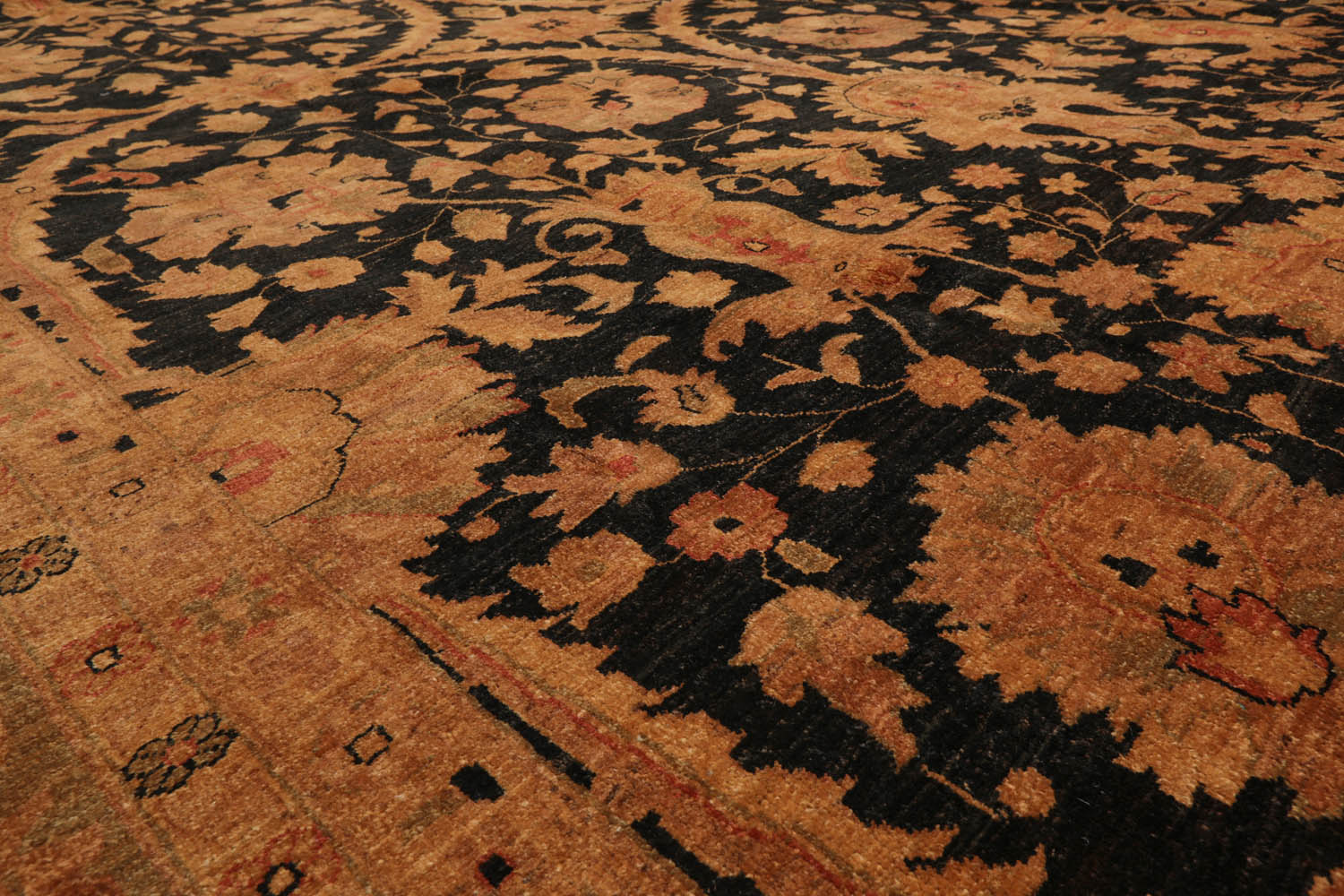 12x18 Charcoal, Sage, Gold Color Hand Knotted Chobi Peshawar 100% Wool Traditional Oriental Rug