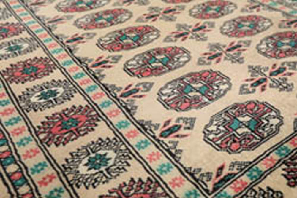 3x5 Beige, Turquoise, Rose Color Hand Knotted Bokhara 100% Wool Traditional Oriental Rug