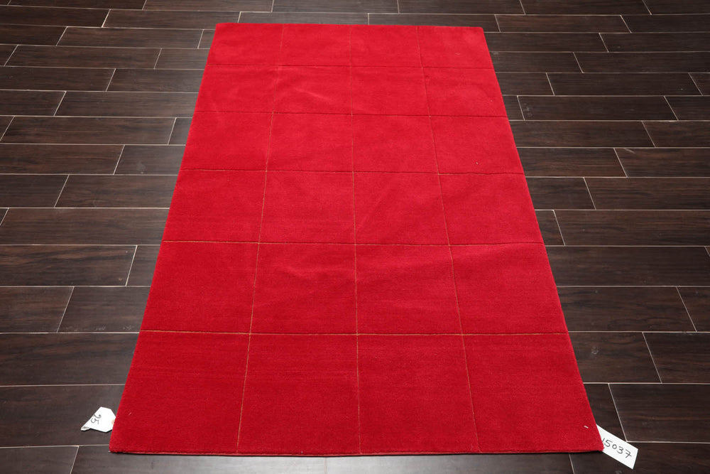 4x6 Red, Gold, Color Hand Knotted Tibetan 100% Wool Traditional Oriental Rug