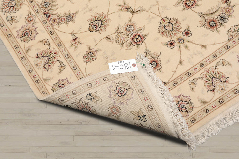4x6 Ivory, Brown, Gray Color Hand Knotted Sino Persian Wool & Silk Traditional Oriental Rug