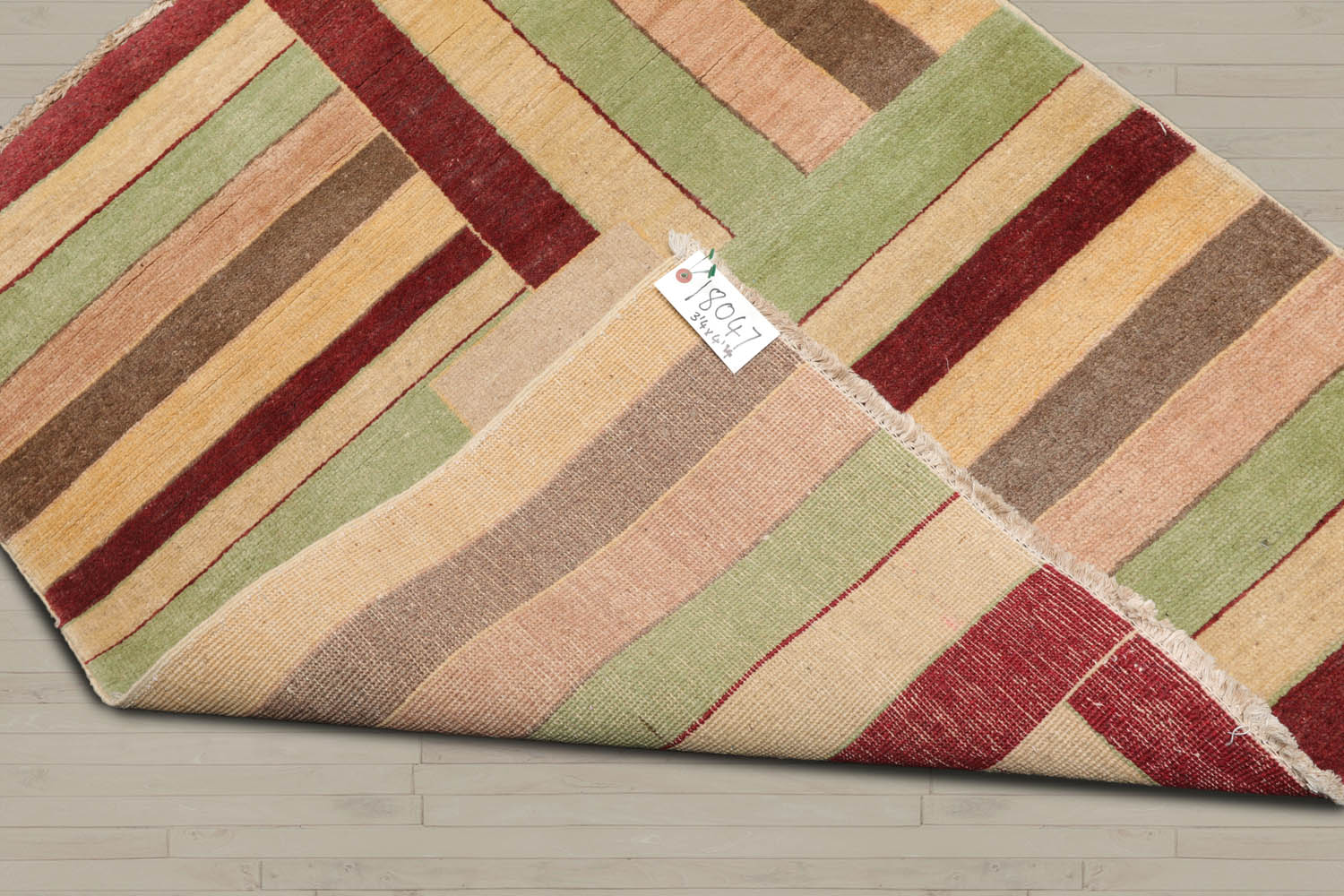3x5 Beige, Rust, Mint Color Hand Knotted Peshawar 100% Wool Modern Oriental Rug